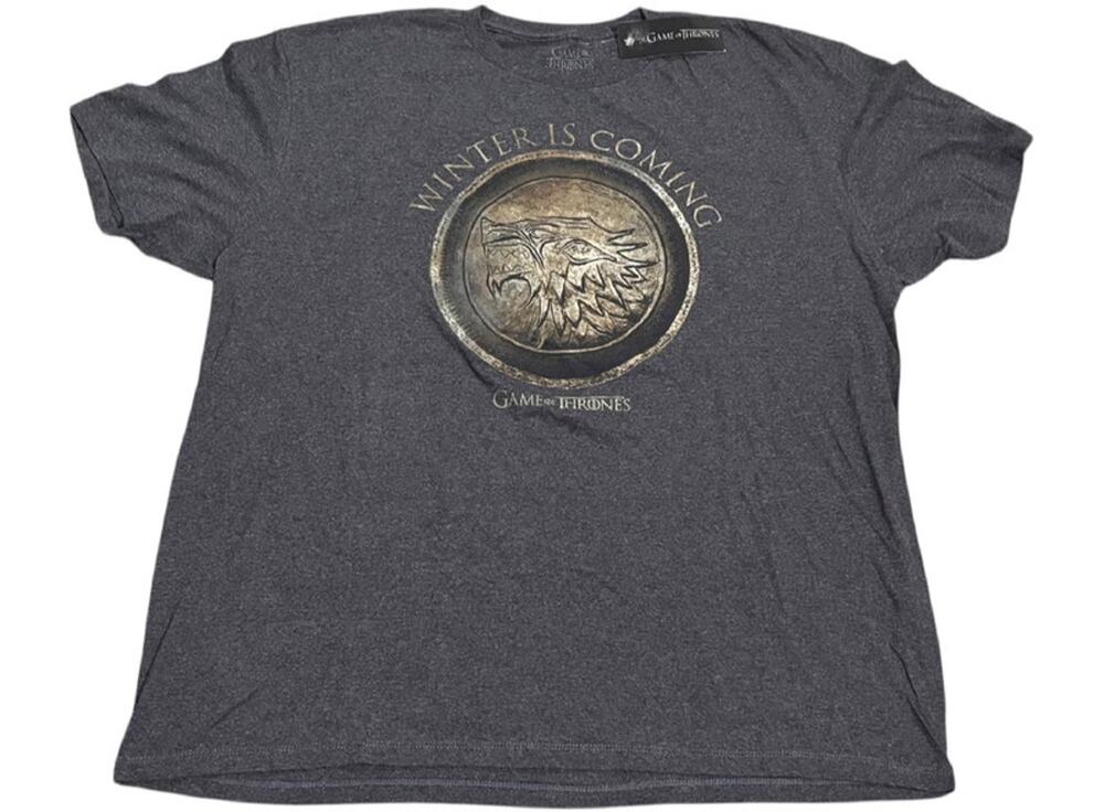 Game of Thrones HBO T-Shirt  Winter is Coming Stamped Stark Wolf New NWT 2XL XXL